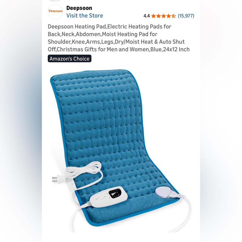 NWT Soothing Heating Pad in Blue
Dry/Moist Heat for Body Aches and Pains